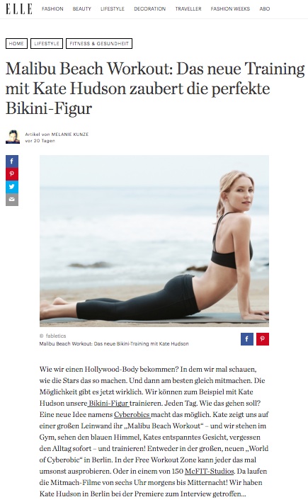 Kate Hudson über Cyberobics in der Elle